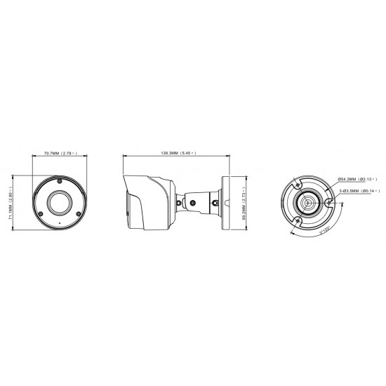 POWERTECH υβριδική κάμερα CCTV PT-1590 με μικρόφωνο & υπέρυθρα, 8MP, 2.8mm, IP66