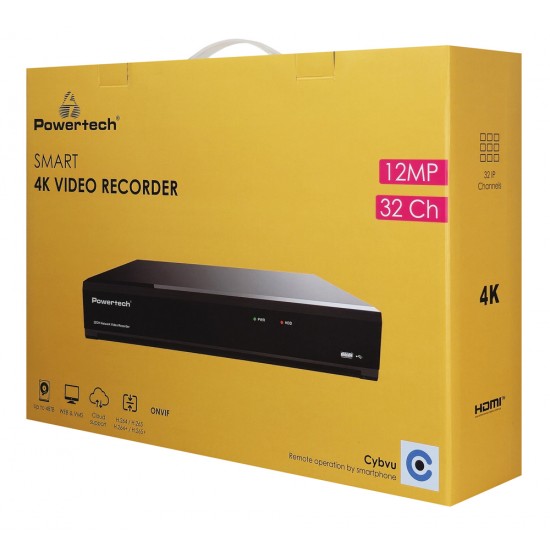 POWERTECH NVR καταγραφικό PT-1600, 12MP, H.264+/H.265+, 32 κανάλια