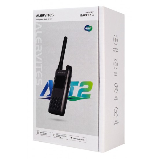ALERVITES ασύρματος πομποδέκτης AT2, 2W, UHF 400-480MHz, Bluetooth, γκρι