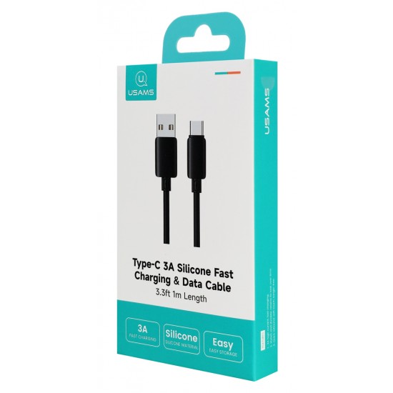 USAMS καλώδιο USB-C σε USB SJ786, σιλικόνης, 3A, 480Mbps, 1m, μαύρο