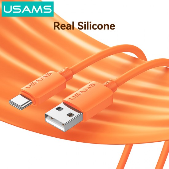 USAMS καλώδιο USB-C σε USB SJ786, σιλικόνης, 3A, 480Mbps, 1m, πορτοκαλί