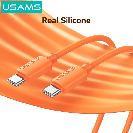 USAMS καλώδιο USB-C SJ787, σιλικόνης, 60W, 480Mbps, 1m, πορτοκαλί