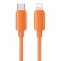 USAMS καλώδιο Lightning σε USB-C SJ788, σιλικόνης, 30W, 480Mbps, 1m, πορτοκαλί