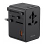 USAMS φορτιστής/αντάπτορας πρίζας CC334, USB & 3x USB-C, universal, 100W, GaN, μαύρος