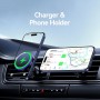 USAMS ασύρματος φορτιστής & βάση smartphone αυτοκινήτου CD277, αεραγωγών, 15W, μαύρος