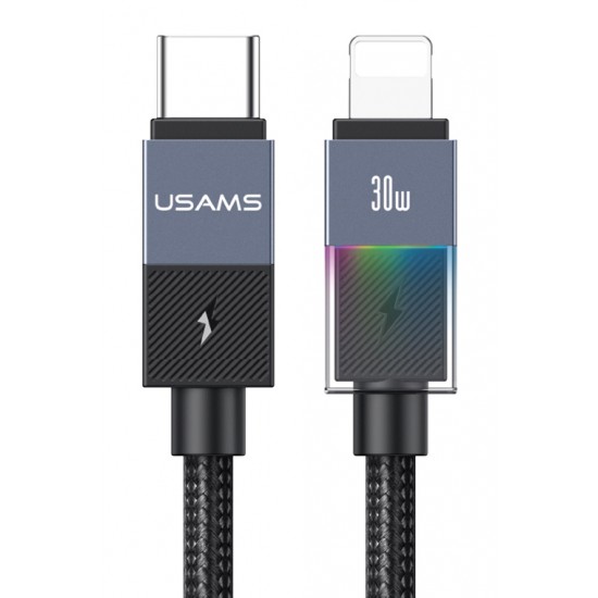 USAMS καλώδιο Lightning σε USB-C SJ776, 30W, 480Mbps, 1.2m, μαύρο