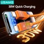 USAMS καλώδιο Lightning σε USB-C SJ776, 30W, 480Mbps, 1.2m, μαύρο