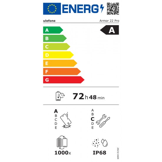ULEFONE smartphone Armor 22 Pro, 6.58", 8/128GB, 6600mAh, IP68/IP69K/MIL-STD-810H, μαύρο