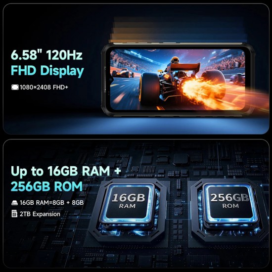 ULEFONE smartphone Armor 22 Pro, 6.58", 8/128GB, 6600mAh, IP68/IP69K/MIL-STD-810H, μαύρο