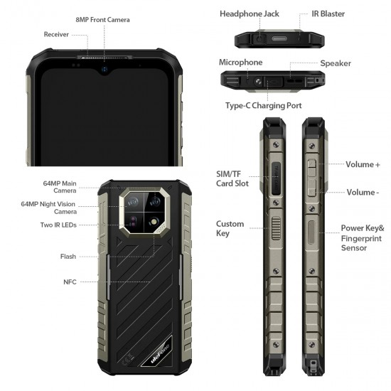 ULEFONE smartphone Armor 22 Pro, 6.58", 8/256GB, 6600mAh, IP68/IP69K/MIL-STD-810H, μαύρο