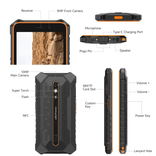 ULEFONE smartphone RugKing 2 Pro, 5.45", 6/128GB, 4550mAh, IP68/IP69K/MIL-STD-810H, μαύρο