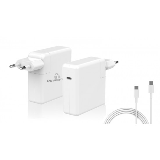 POWERTECH φορτιστής laptop PT-704 για Apple, USB Type-C PD, 61W, λευκός