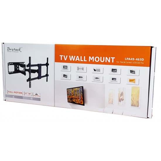 BRATECK επιτοίχια βάση τηλεόρασης LPA49-463D, 37-70", 60kg, heavy duty, full motion