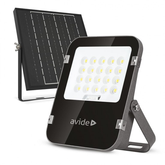 Avide LED Ηλιακός Προβολέας 50W CW 6400K με Ξεχωριστό Ηλιακό Πάνελ και Τηλεχειριστήριο