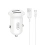 XO CC67 Mini Smart Φορτιστής Αυτοκινήτου με 2 Θύρες USB 2.4A και Καλώδιο Type-C (NB103)
