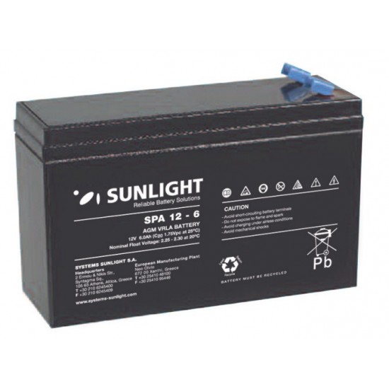 Sunlight Μολύβδου 12V 6A Μακρόστενη