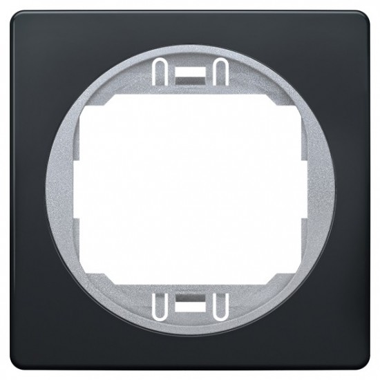 EON E6801.S1E One-gang frame 80x80, antic silver with black holder