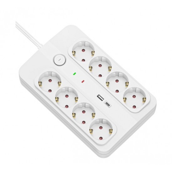Technik Πολύπριζο 8 Θέσεων 1,5m (1,5mm2) + USB-A-C+ Surge + Διακόπτης 16A