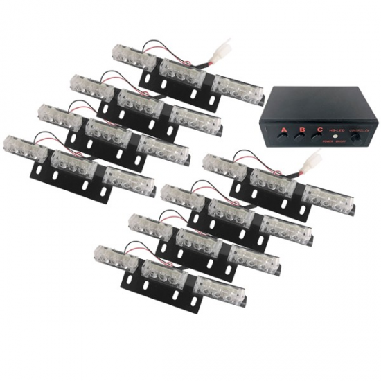 Εξωτερικά Φώτα Οδικής Βοήθειας STROBO LED 8x3 72W 10-30V IP65 Αδιάβροχα Πορτοκαλί GloboStar 88982