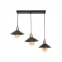 GLOBOSTAR® LUCANA 201-0044 Vintage Κρεμαστό Φωτιστικό Οροφής με Ντουί 3 x E27 AC 220-240V IP20 - Μαύρο & Χρυσό - Μ50 x Π25 x Υ75cm