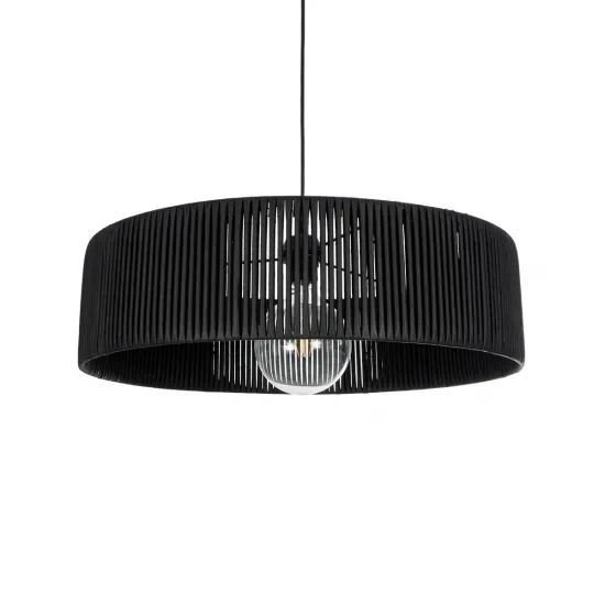GLOBOSTAR® KYCLOS 203-0046 Boho Κρεμαστό Φωτιστικό Οροφής με Ντουί 1 x E27 AC 220-240V IP20 - Μαύρο - M55 x Π55 x Υ20cm