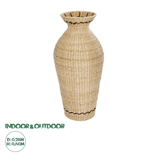 GLOBOSTAR® Artificial Garden MONTPELLIER 21237 Διακοσμητικό Πλεκτό Βάζο - Καλάθι - Μπεζ & Καφέ - Π28 x M28 x Υ60cm