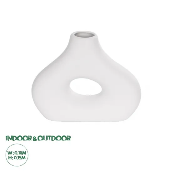 GloboStar® Artificial Garden HORIZON 21253 Διακοσμητικό Κεραμικό Βάζo Λευκό Π18 x Μ6 x Υ15 cm