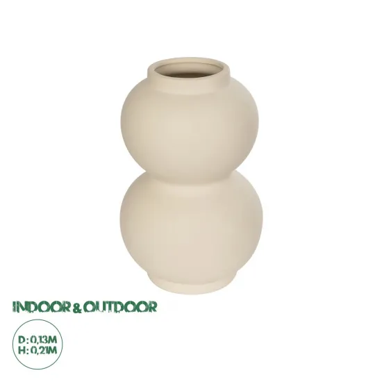 GloboStar® Artificial Garden PEARL 21265 Διακοσμητικό Κεραμικό Βάζo Μπεζ Π13 x Μ13 x Υ21cm