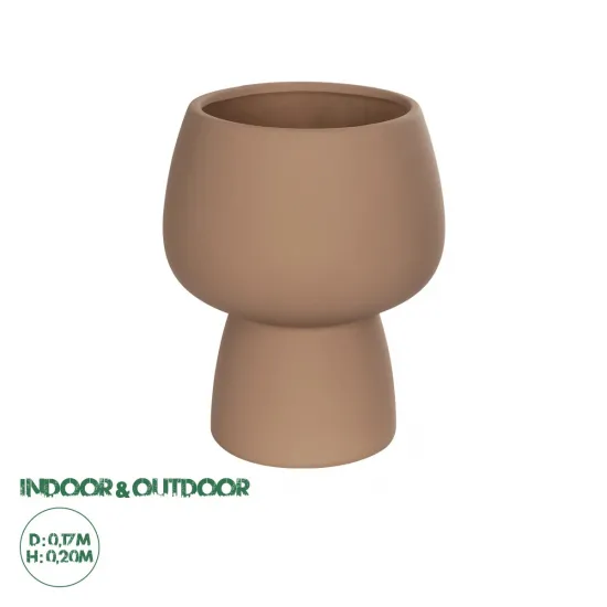 GloboStar® Artificial Garden AMBER 21269 Διακοσμητικό Κεραμικό Βάζo Καφέ Π17 x Μ17 x Υ20cm