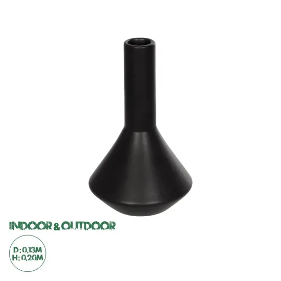 GloboStar® Artificial Garden CANNOLI 21280 Διακοσμητικό Κεραμικό Βάζo Μαύρο Π13 x Μ13 x Υ20cm