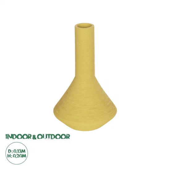 GloboStar® Artificial Garden GRENADA 21281 Διακοσμητικό Κεραμικό Βάζo Κίτρινο Π13 x Μ13 x Υ20cm