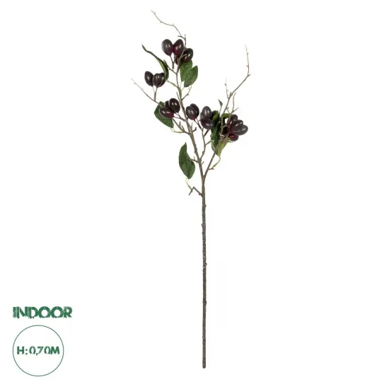 GloboStar® Artificial Garden OLIVE FRUIT BRANCH 21449 Τεχνητό Διακοσμητικό Κλαδί Ελίας Y70cm