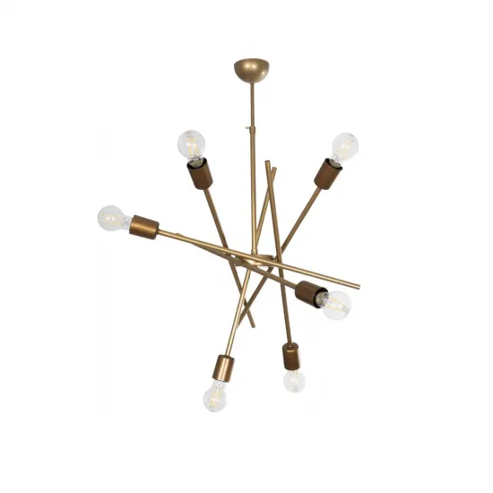 GLOBOSTAR® SUNFY 201-0033 Μοντέρνο Κρεμαστό Φωτιστικό Οροφής με Ντουί 6 x E27 AC 220-240V IP20 - Χρυσό - Μ57 x Π57 x Υ85cm