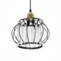 GLOBOSTAR® LUCERO 201-0078 Vintage Κρεμαστό Φωτιστικό Οροφής με Ντουί 1 x E27 AC 220-240V IP20 - Μαύρο & Διάφανο - Μ24 x Π24 x Υ24cm