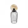 GLOBOSTAR® ZENITH 201-0094 Vintage Επιτραπέζιο Φωτιστικό Πορτατίφ με Ντουί 1 x E27 AC 220-240V IP20 - Μαύρο & Μελί - Μ15 x Π15 x Υ40cm
