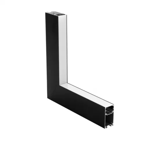 GLOBOSTAR® ALP-CORNER-IN90 LUMILINE 61770 Επιφανειακό / Κρεμαστό Προφίλ Αλουμινίου Γωνία με Λευκό Γαλακτερό Πατητό Κάλυμμα για Ταινίες LED IP20 - Μαύρο Ματ - Μ30 x Π3.5 x Υ7cm