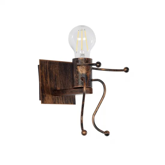 GLOBOSTAR® LITTLE MAN 01592 Μοντέρνο Φωτιστικό Τοίχου - Απλίκα με Ντουί 1 x E27 AC 220-240V IP20 - Χάλκινο - Μ12 x Π19 x Υ17cm
