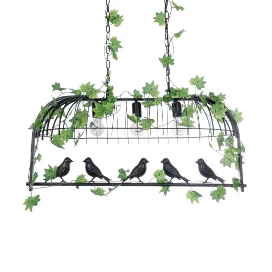 GLOBOSTAR® NEST 01646 Vintage Κρεμαστό Φωτιστικό Οροφής με Ντουί 3 x E27 AC 220-240V IP20 - Μαύρο & Πράσινο - Μ86 x Π38 x Y37cm