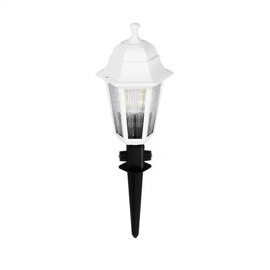 GloboStar® VITRO 203-0203 Vintage Καρφωτό Φωτιστικό Φαναράκι Μονόφωτο 1 x E27 IP44 Λευκό & Διάφανο Πλαστικό - Μ17 x Π17 x Υ55cm