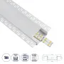 GLOBOSTAR® ALP-PLASTERIN GYPSO 70862-1M Χωνευτό Προφίλ Αλουμινίου Ειδικό για Γυψοσανίδα με Λευκό Γαλακτερό Πατητό Κάλυμμα για Ταινίες LED IP20 - Ασημί & Λευκό - Μ100 x Π8.8 x Υ2cm