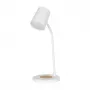 GLOBOSTAR® LUCORA 76555 Μοντέρνο Επιτραπέζιο Φωτιστικό Γραφείου με Ασύρματη Φόρτιση 10W 2A & 4W Bluetooth Ηχείο LED 3W 300lm 120° DC 5V με USB-C IP20 Ρυθμιζόμενο Λευκό CCT με Αφή 2700K/4500K/6000K Dimmable - Sanan SMD Chip - Λευκό - Μ12 x Π12 x Υ32cm - 2 Χρόνια Εγγύηση