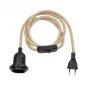 GLOBOSTAR® WHIP 77660 Μοντέρνο DIY Φωτιστικό με Υφασμάτινο Καλώδιο, Ντουί 1 x E27, Διακόπτη On/Off & Πρίζα AC 220-240V IP20 - Μπεζ & Μαύρο - Μ150 x Π5.8 x Υ5.8cm