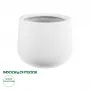 GloboStar® Artificial Garden CHELSEA 20802 Διακοσμητικό Πολυεστερικό Τσιμεντένιο Κασπώ Γλάστρα - Flower Pot Λευκό με Μαύρες Λεπτομέριες Μ25 x Π27 x Υ25cm