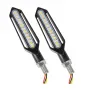 GloboStar® 81756 ΣΕΤ 2 x Φλάς Μοτοσυκλέτας Universal Knife LED SMD 5050 1.2W/2.4W 216lm/432lm DC 12V 2 Λειτουργιών Κόκκινο για Πορείας-Stop & με Τρεχούμενο Εφέ Φωτισμού Πορτοκαλί για Φλας Αδιάβροχα IP65