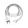 GLOBOSTAR® WHIP 77674 Μοντέρνο DIY Πλεκτό Καλώδιο με Διακόπτη On/Off AC 220-240V IP20 - Γκρι & Λευκό - Μ140 x Π2.7 x Υ1.9cm