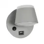 GLOBOSTAR® REGENCY 61375 Μοντέρνο Φωτιστικό Τοίχου - Απλίκα Ξενοδοχείου Reading Light με Φορτιστή USB 3A LED 8W 920lm 120° AC 220-240V IP20 Φυσικό Λευκό 4500K - Bridgelux SMD Chip & TÜV SÜD Driver - Γκρι Ανθρακί Ματ - Μ12 x Π12 x Υ13cm - 3 Χρόνια Εγγύηση