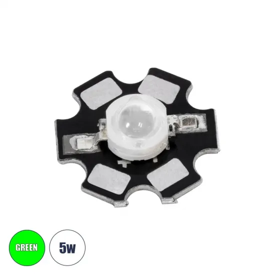 GLOBOSTAR® STARCHIP 73751 High Power Star LED 5W 200-250lm 180° DC 3.2-3.4V 700-1000mA IP20 Πράσινο Dimmable - Sanan Chip - Μ2 x Π2 x Υ0.6cm - 2 Χρόνια Εγγύηση