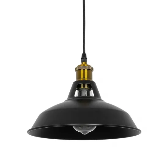 GLOBOSTAR® ANER 01073 Vintage Κρεμαστό Φωτιστικό Οροφής με Ντουί 1 x E27 AC 220-240V IP20 - Μαύρο & Χρυσό - Μ27.5 x Π27.5 x Υ19cm
