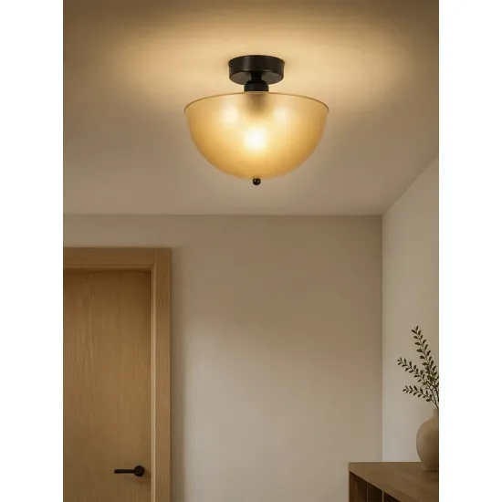 GLOBOSTAR® MEDUSA 203-0306 Μοντέρνο Φωτιστικό Οροφής με Ντουί 1 x E27 AC 220-240V IP20 -Καφέ & Μαύρο - Μ25 x Π25 x 23cm