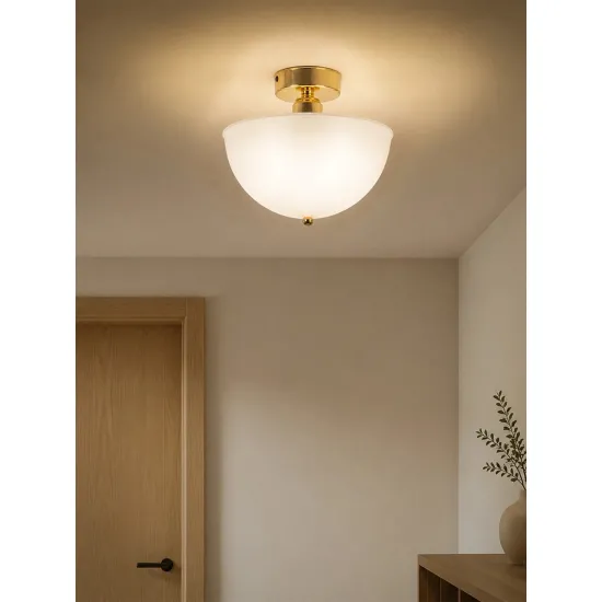 GLOBOSTAR® MEDUSA 203-0308 Μοντέρνο Φωτιστικό Οροφής με Ντουί 1 x E27 AC 220-240V IP20 -Μπεζ - Χρυσό - Μ25 x Π25 x 23cm